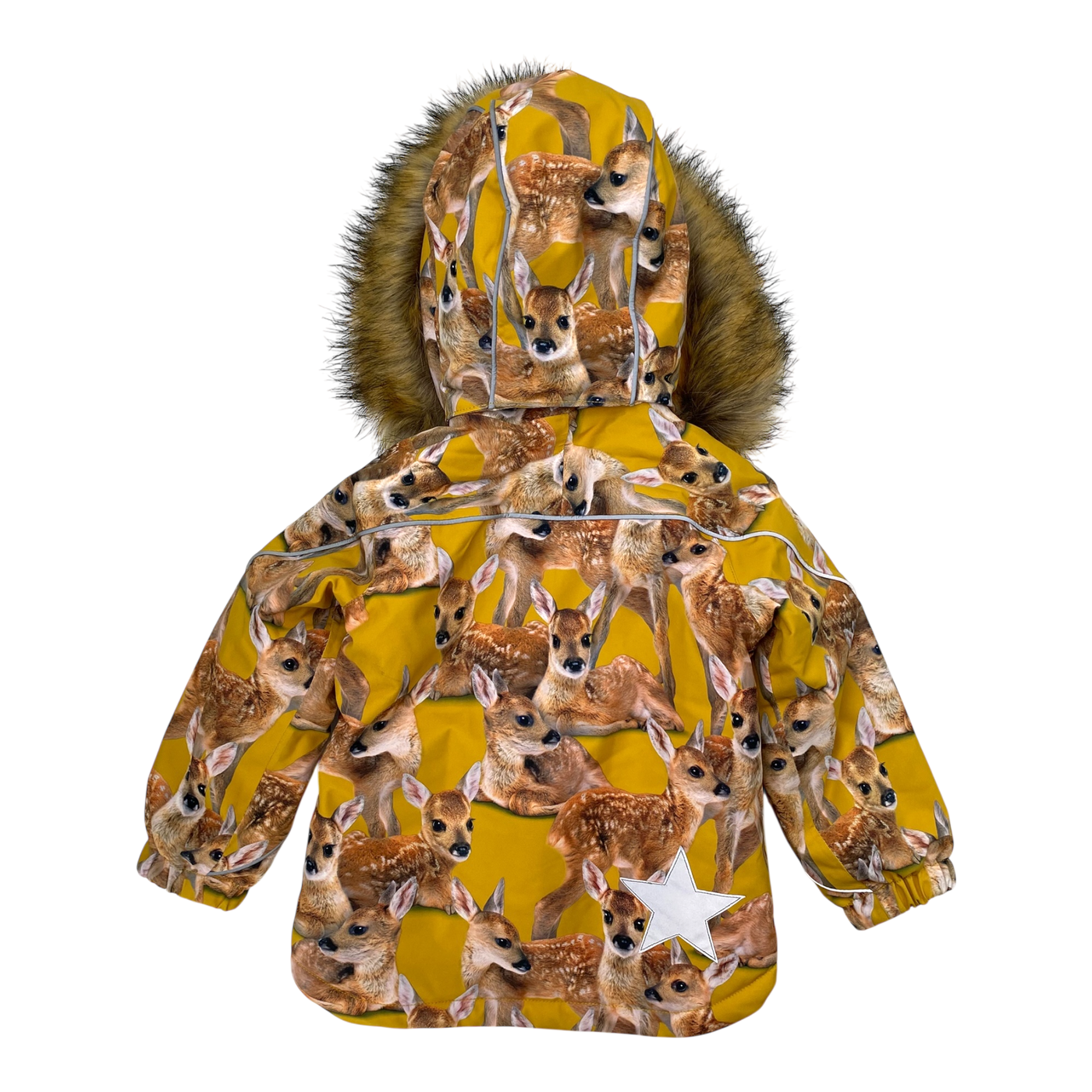 Molo hopla fur winter jacket, yellow bambi | 98cm
