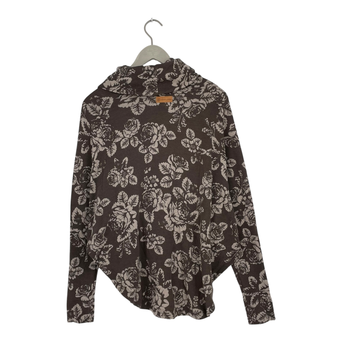 Ommellinen merino turtleneck shirt, babushka roses | woman S