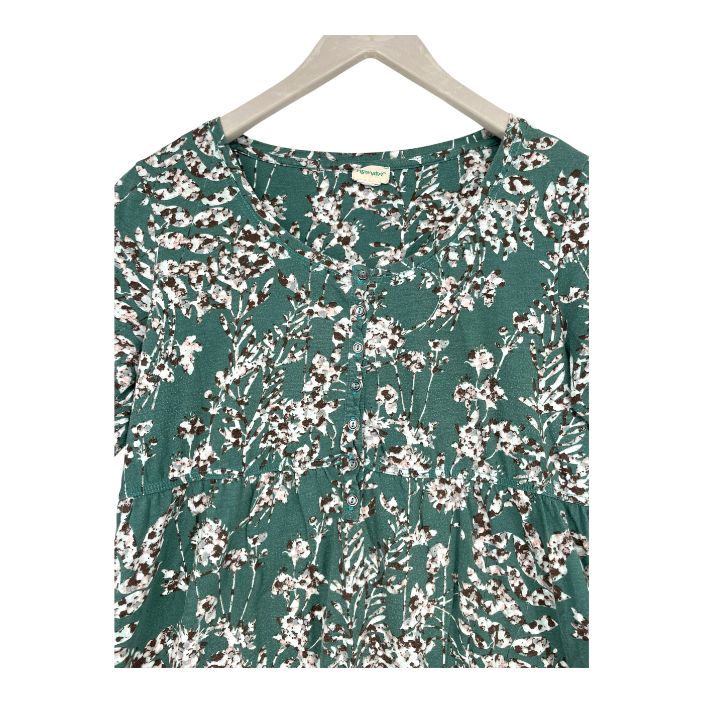 Hessnatur tunic shirt, green floral | woman 40/42