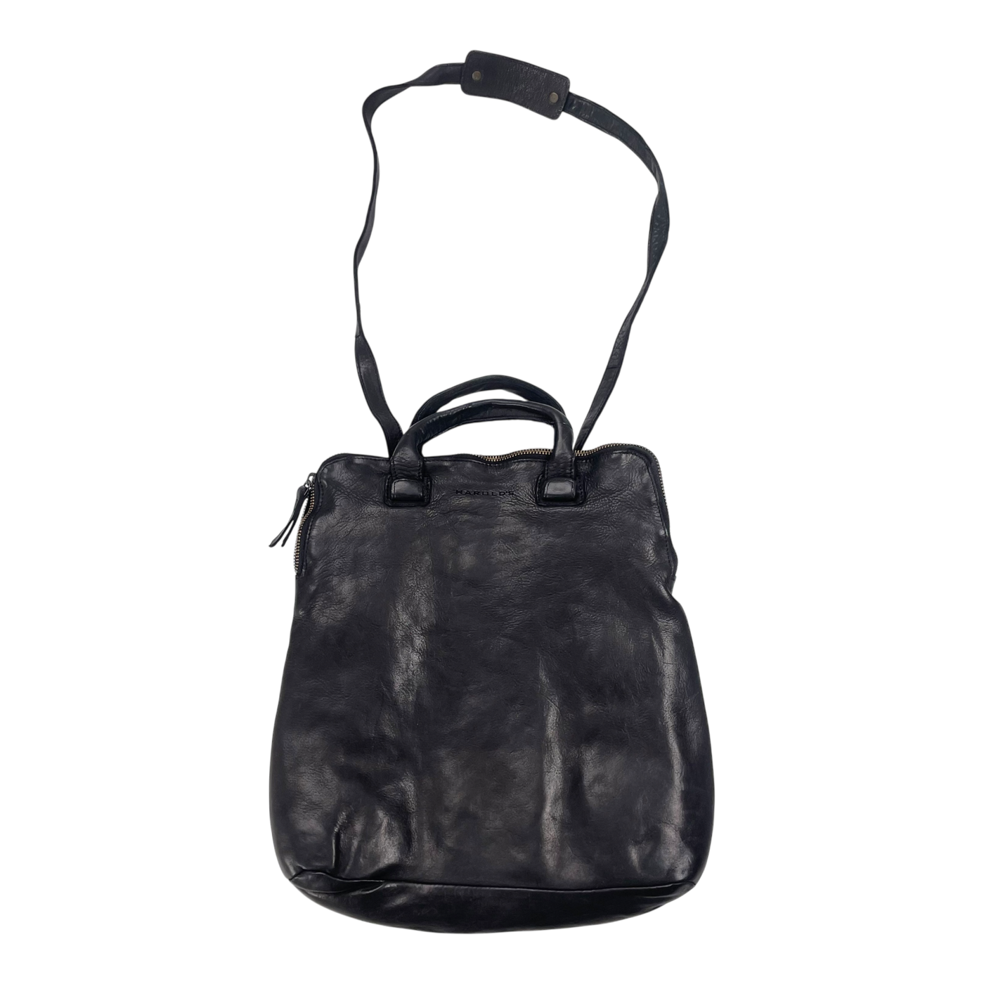 Harold's Bags leather submarine post-city backpack, black