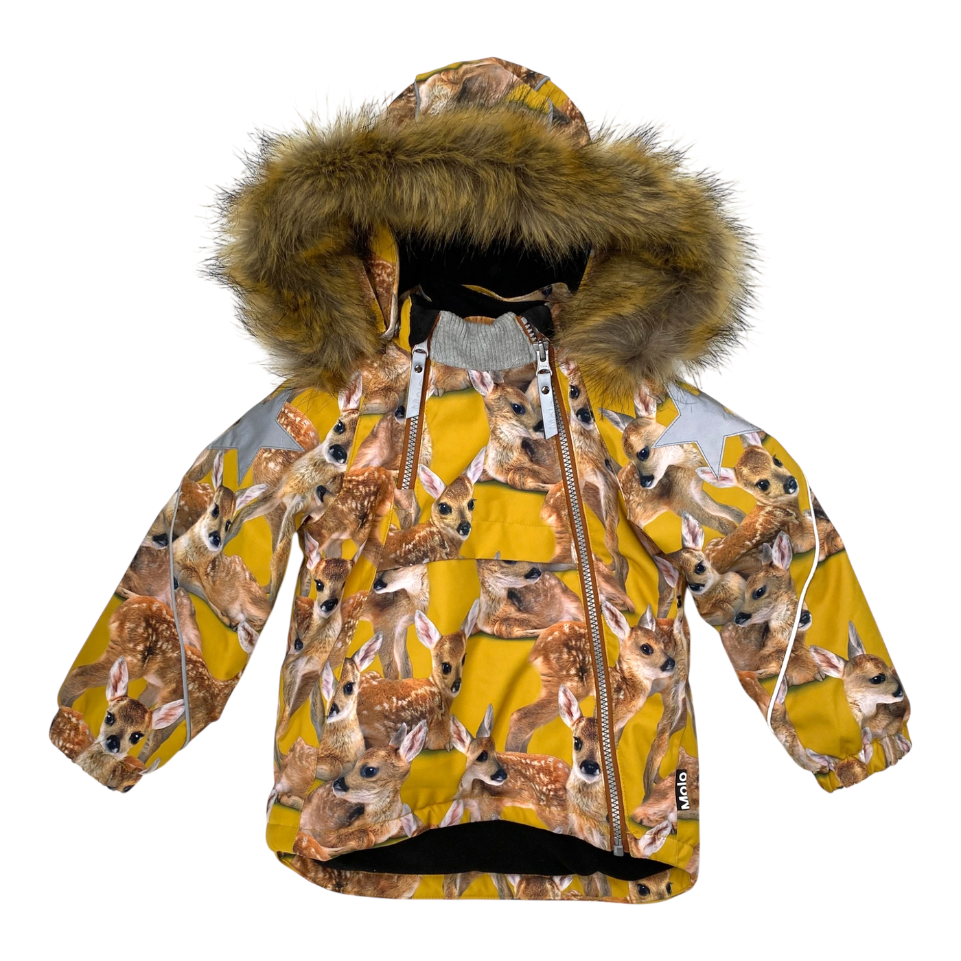 Molo hopla fur winter jacket, yellow bambi | 98cm