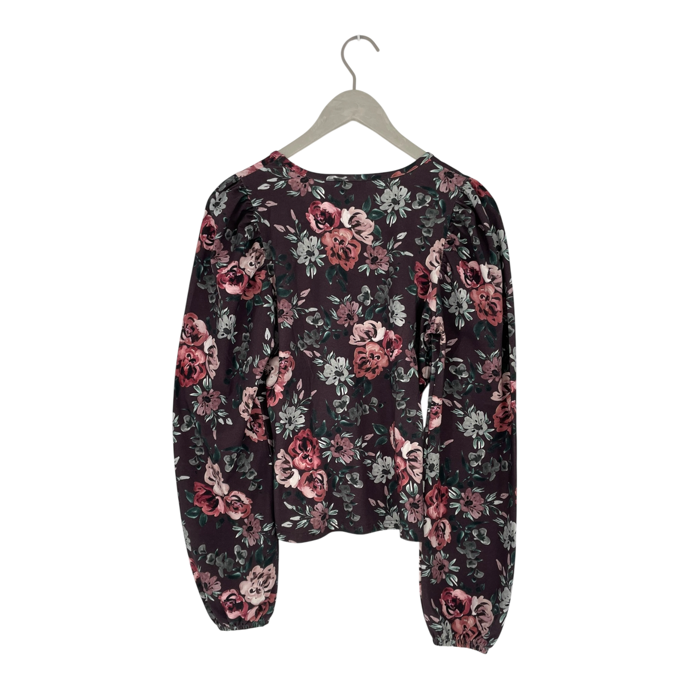 Versonpuoti puff shirt, burgundy flowers | woman M