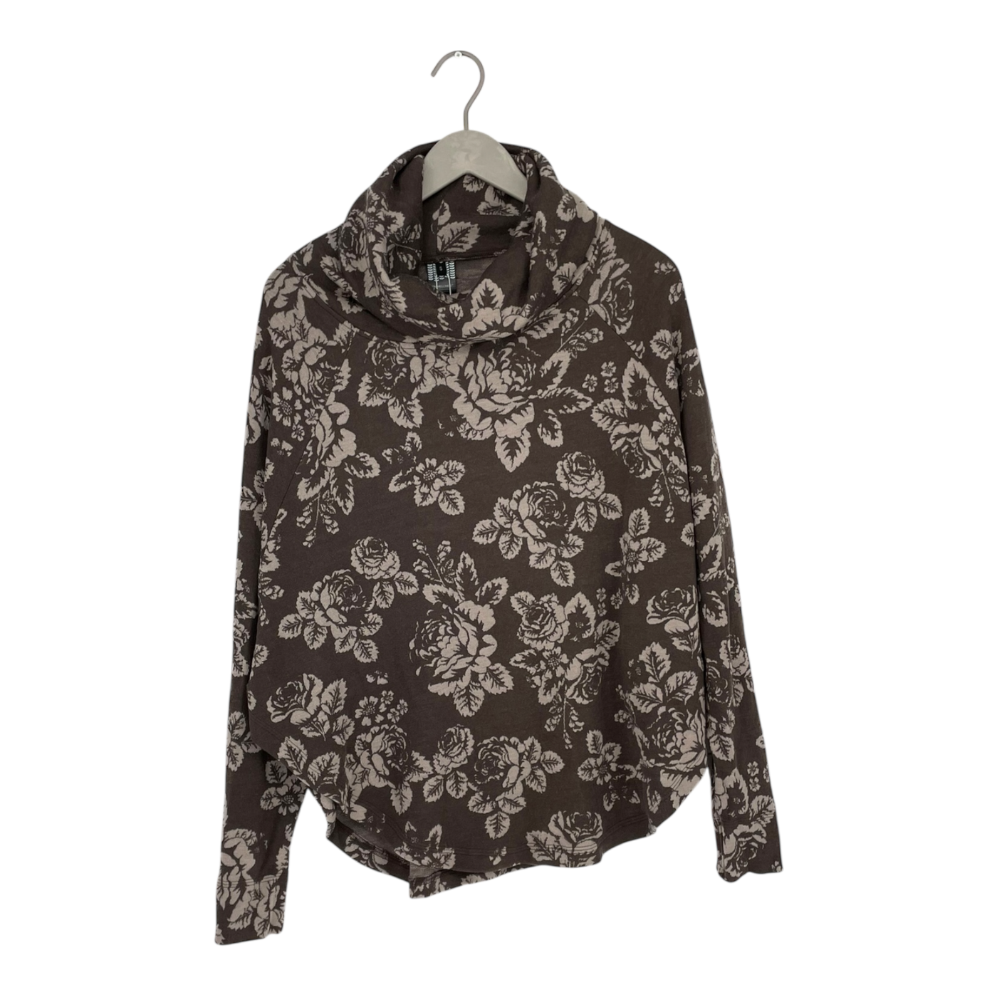 Ommellinen merino turtleneck shirt, babushka roses | woman S