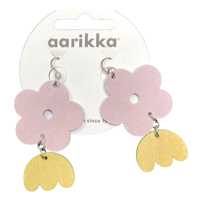 Aarikka kirjolemmikki earrings, pink/yellow