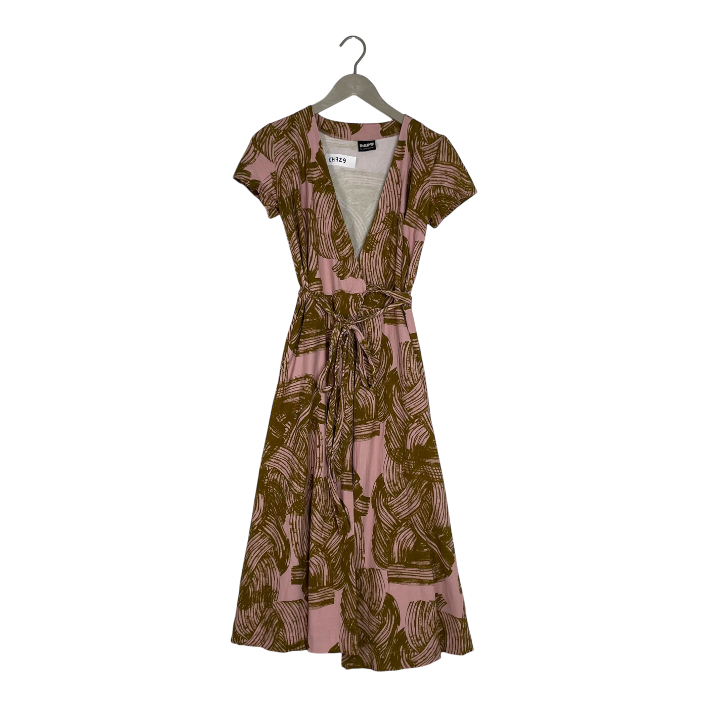 Papu belted wrap dress, pink/olive | woman XS