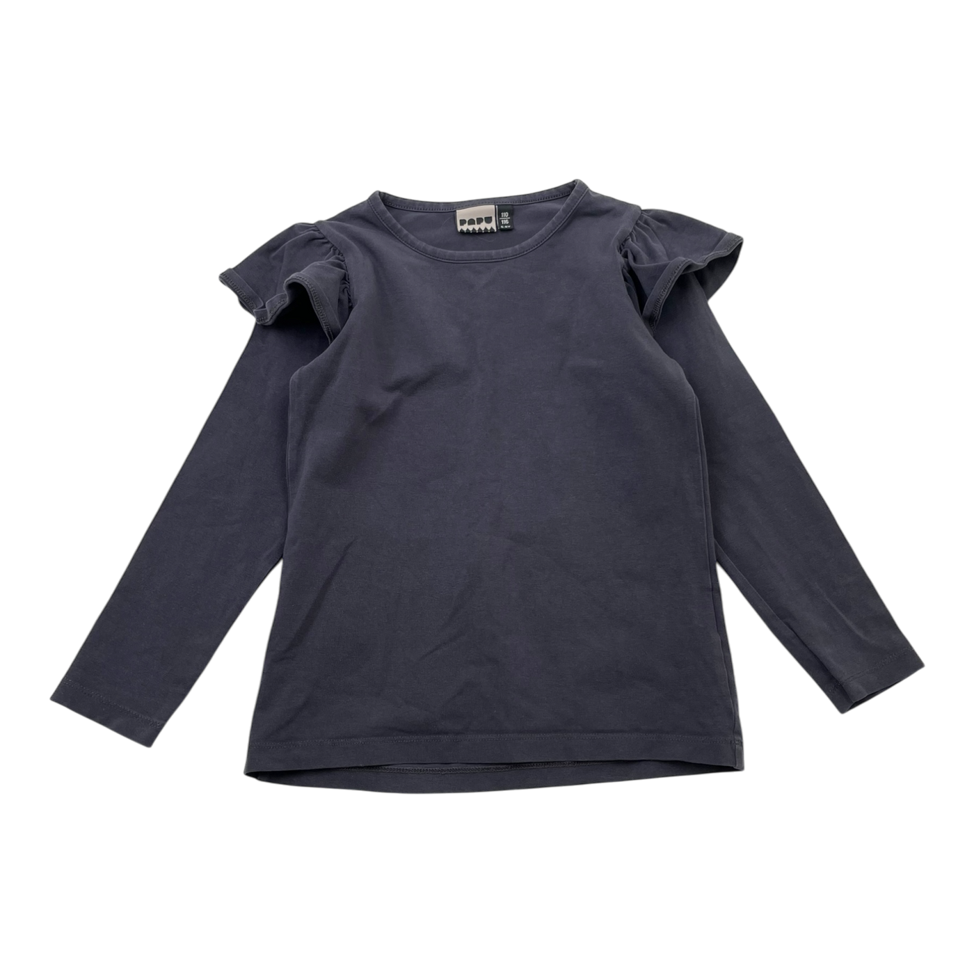 Papu frill shoulder shirt, dark grey | 110/116cm