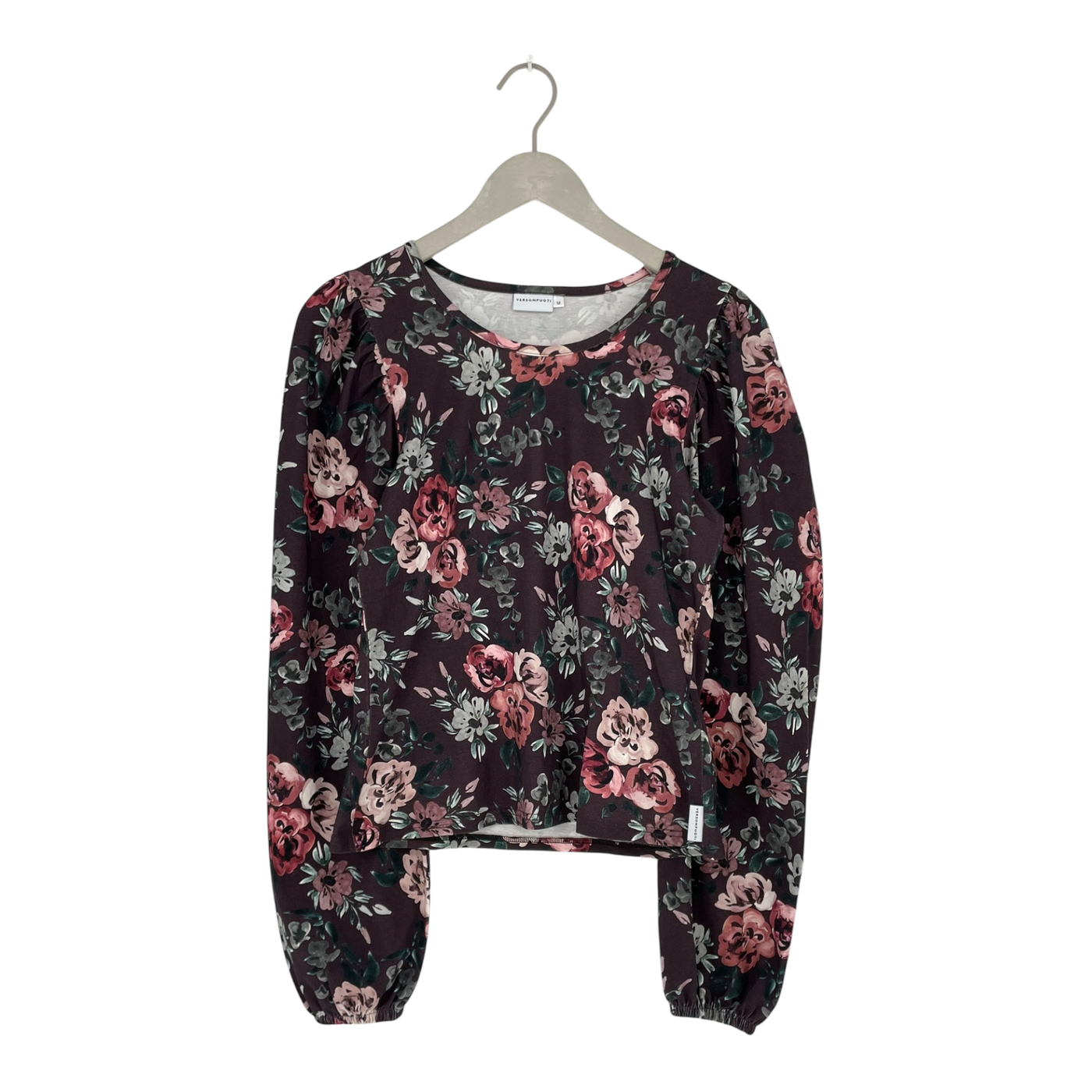 Versonpuoti puff shirt, burgundy flowers | woman M