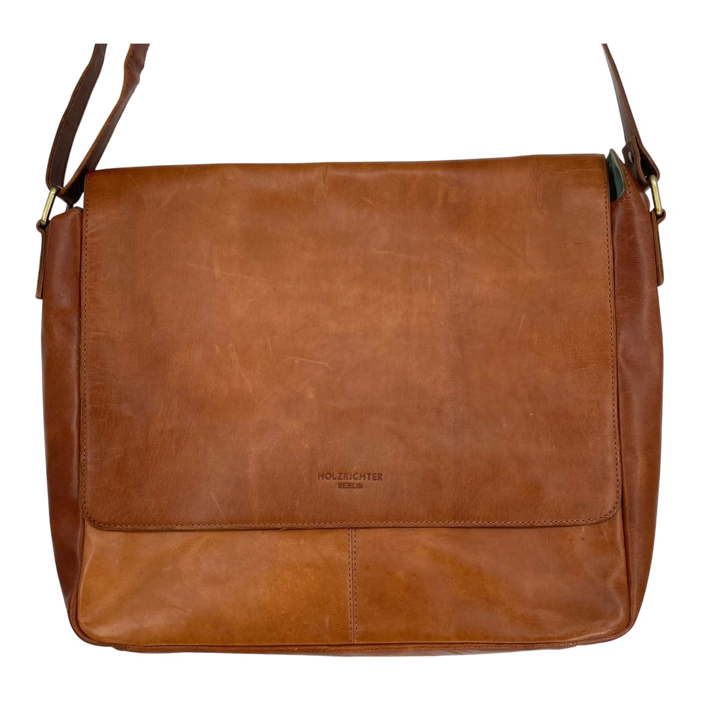 Holzrichter leather messenger bag, caramel