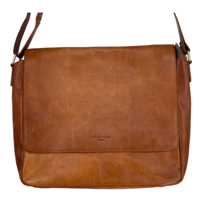 Holzrichter leather messenger bag, caramel