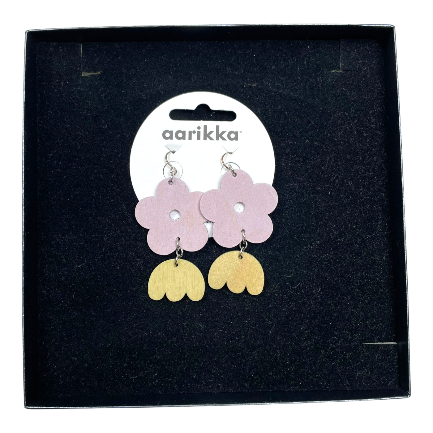 Aarikka kirjolemmikki earrings, pink/yellow