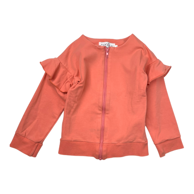 Gugguu frill zipper sweatshirt, coral | 116cm