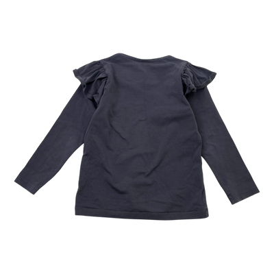 Papu frill shoulder shirt, dark grey | 110/116cm
