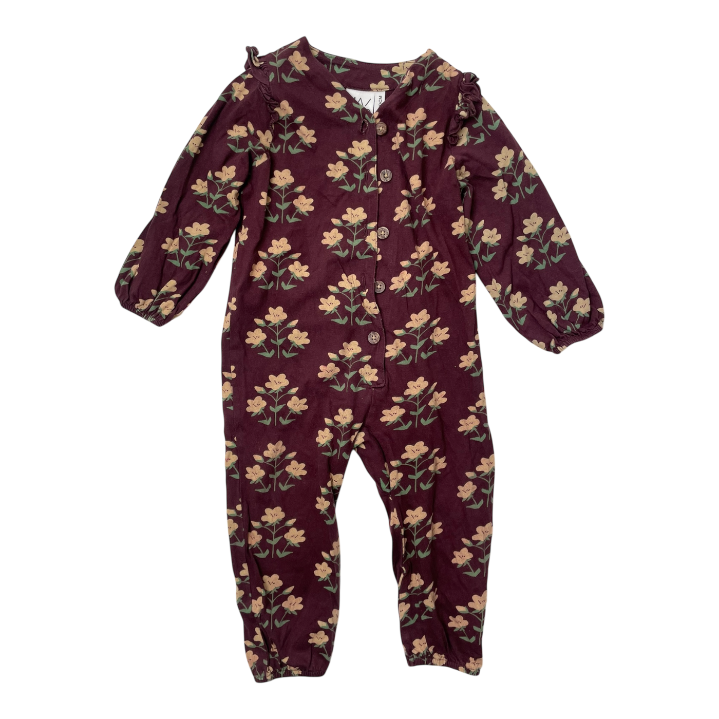 Mainio button jumpsuit, flowers | 74/80cm