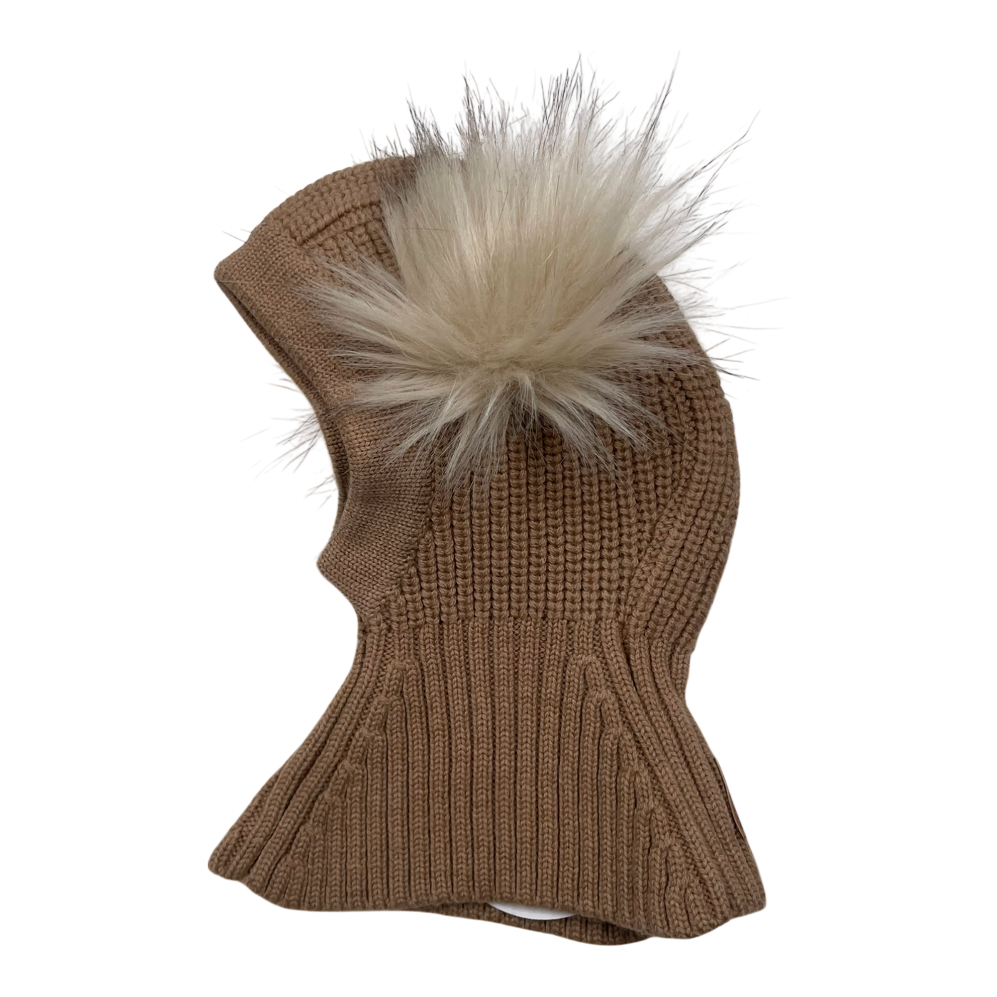 Metsola merino double pom pom helmet, tan | 0-1 years