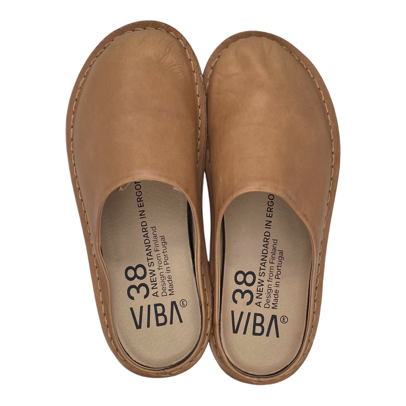 VIBAe Roma leather slippers, fawn tan | 38