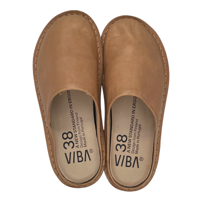VIBAe Roma leather slippers, fawn tan | 38