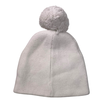 Metsola knitted cotton beanie with pom, white | 3-5y