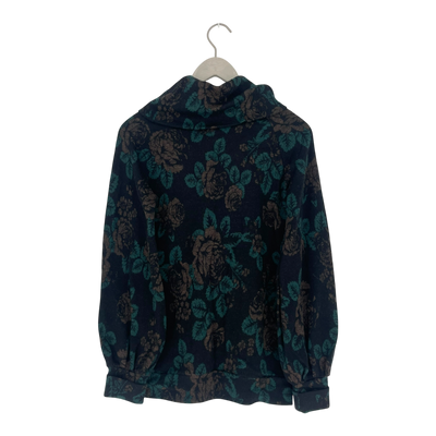Ommellinen merino turtleneck shirt, babushka roses | woman M