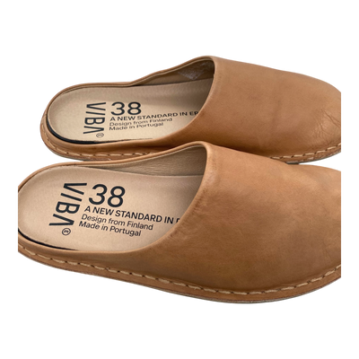 VIBAe Roma leather slippers, fawn tan | 38
