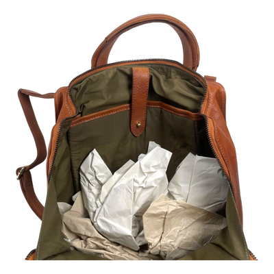 Harold's Bags leather submarine notebook backpack large, cognac