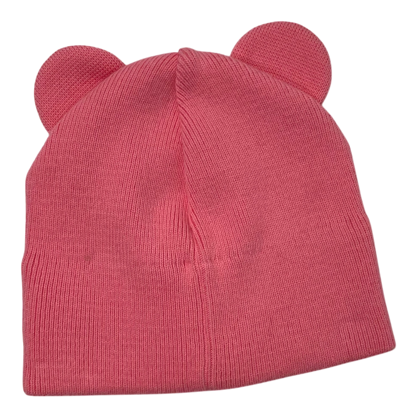 Gugguu cotton knitted beanie with ears, coral pink | 46/47cm