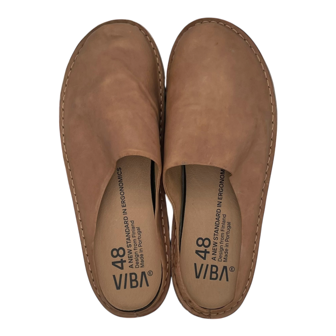VIBAe Roma leather slippers, fawn tan | 48