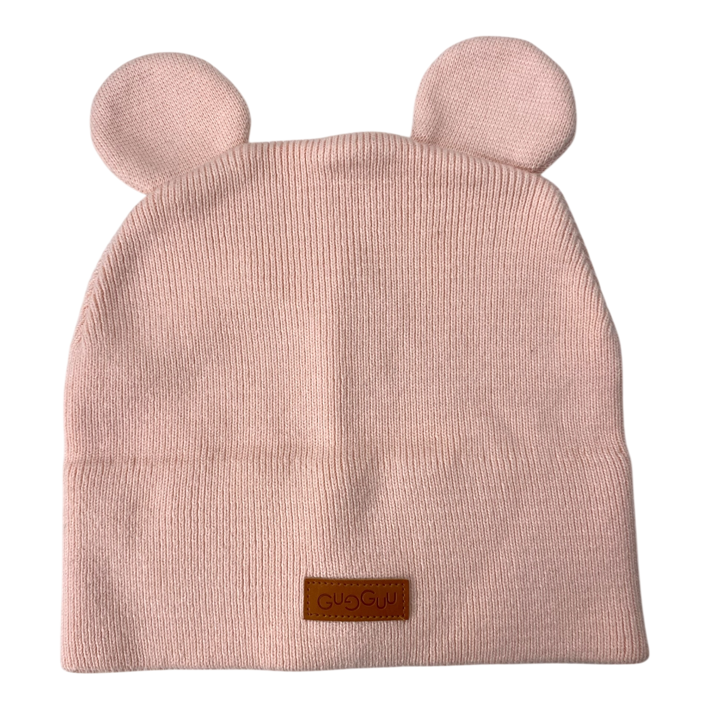 Gugguu cotton knitted beanie with ears, light rose | 53cm