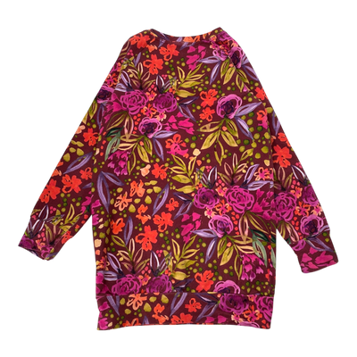 Versonpuoti sweat dress, pink flower | 128/134cm