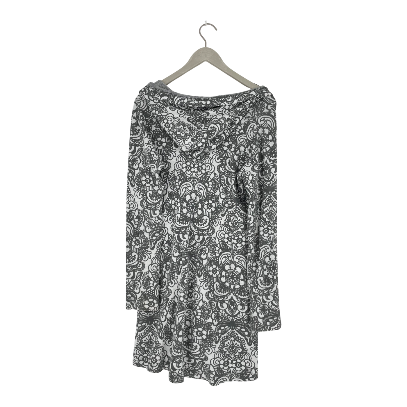 Ommellinen knitted hoodie, grey flowers | woman S