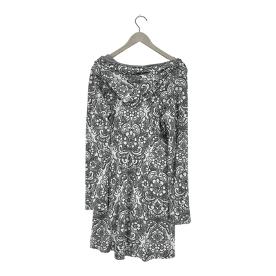 Ommellinen knitted hoodie, grey flowers | woman S