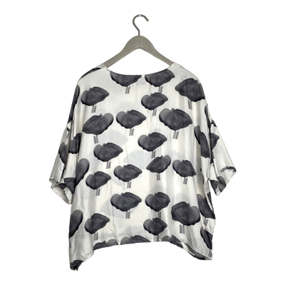 R/H silk shirt, white / grey | woman onesize