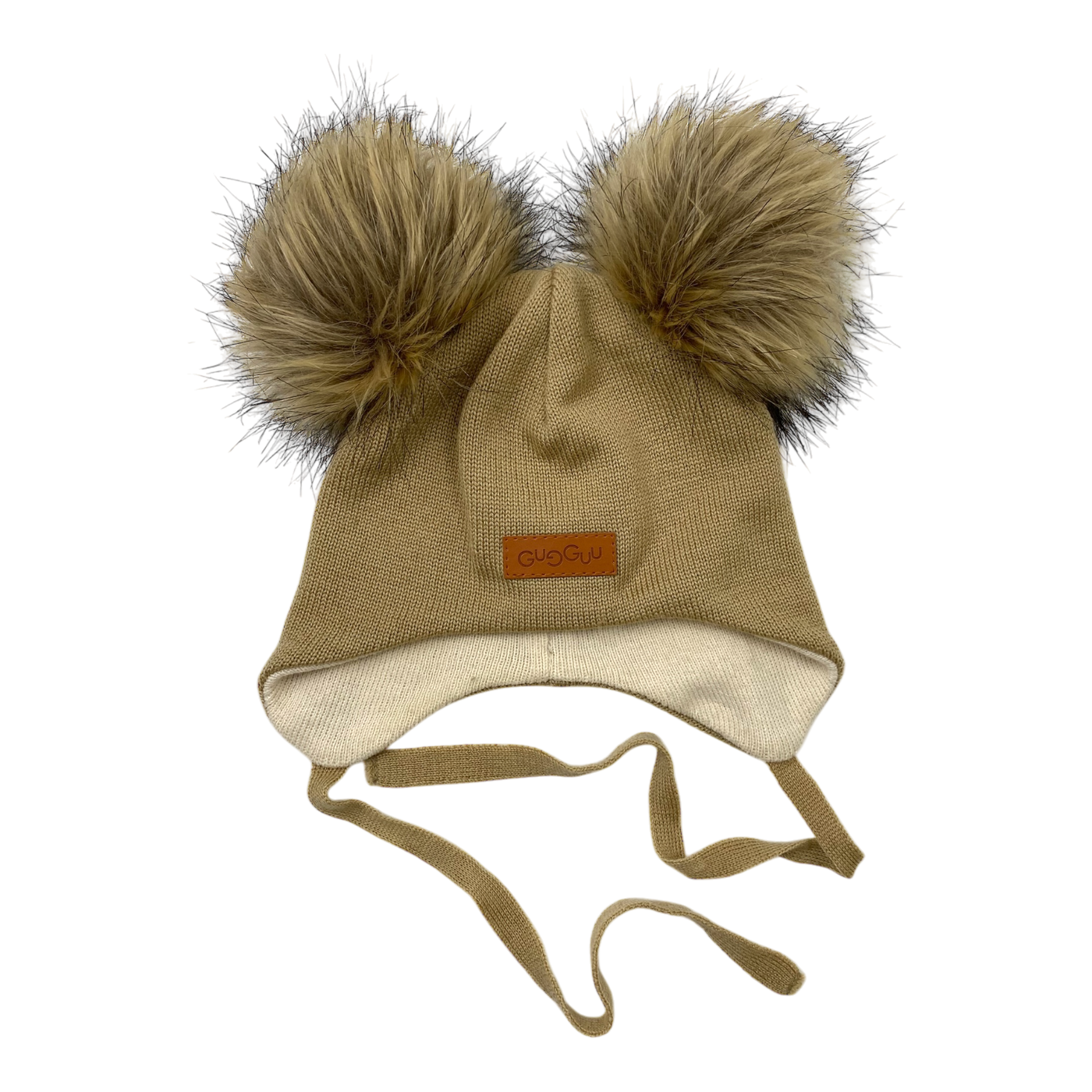 Gugguu merino beanie and mittens set, beige | 1-3y