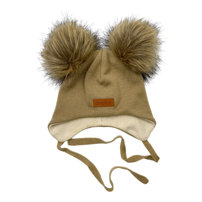 Gugguu merino beanie and mittens set, beige | 1-3y