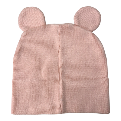 Gugguu cotton knitted beanie with ears, light rose | 53cm