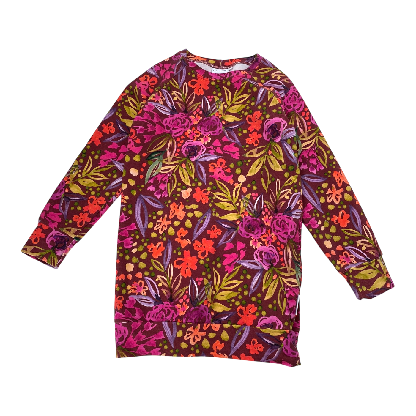 Versonpuoti sweat dress, pink flower | 128/134cm