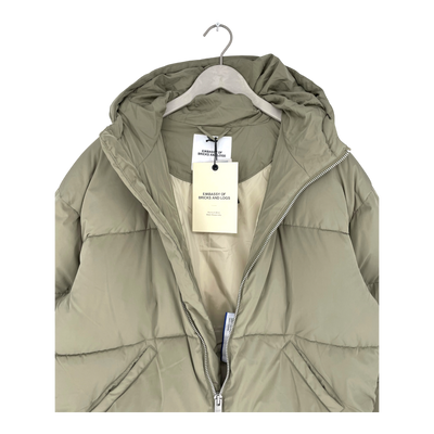 Embassy of Bricks and Logs elphin puffer jacket, pale olive | unisex S