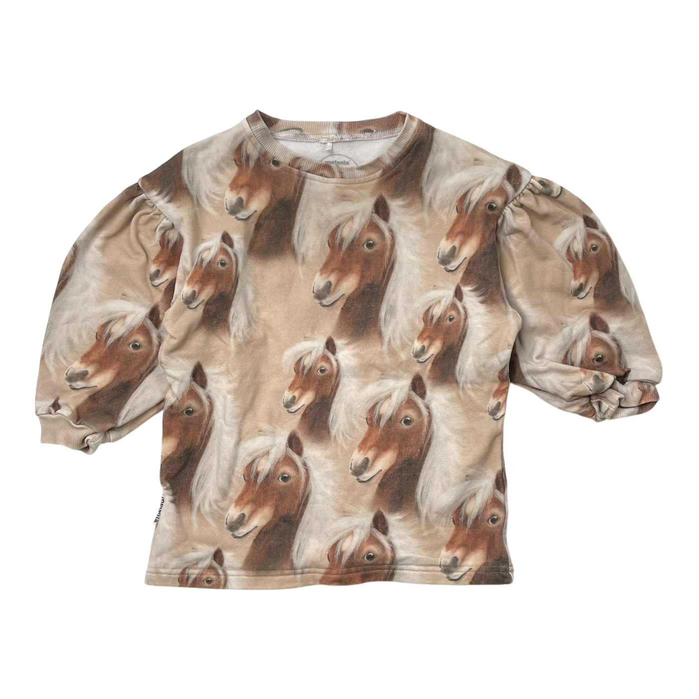 Metsola puff sweatshirt, horses | 86/92cm
