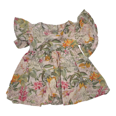 Metsola linen dress, flowers | 74/80cm