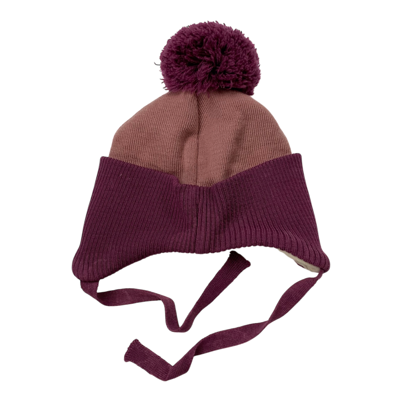 Metsola merino wool beanie with pom, purple | 0-2m