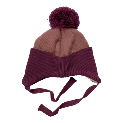 Metsola merino wool beanie with pom, purple | 0-2m