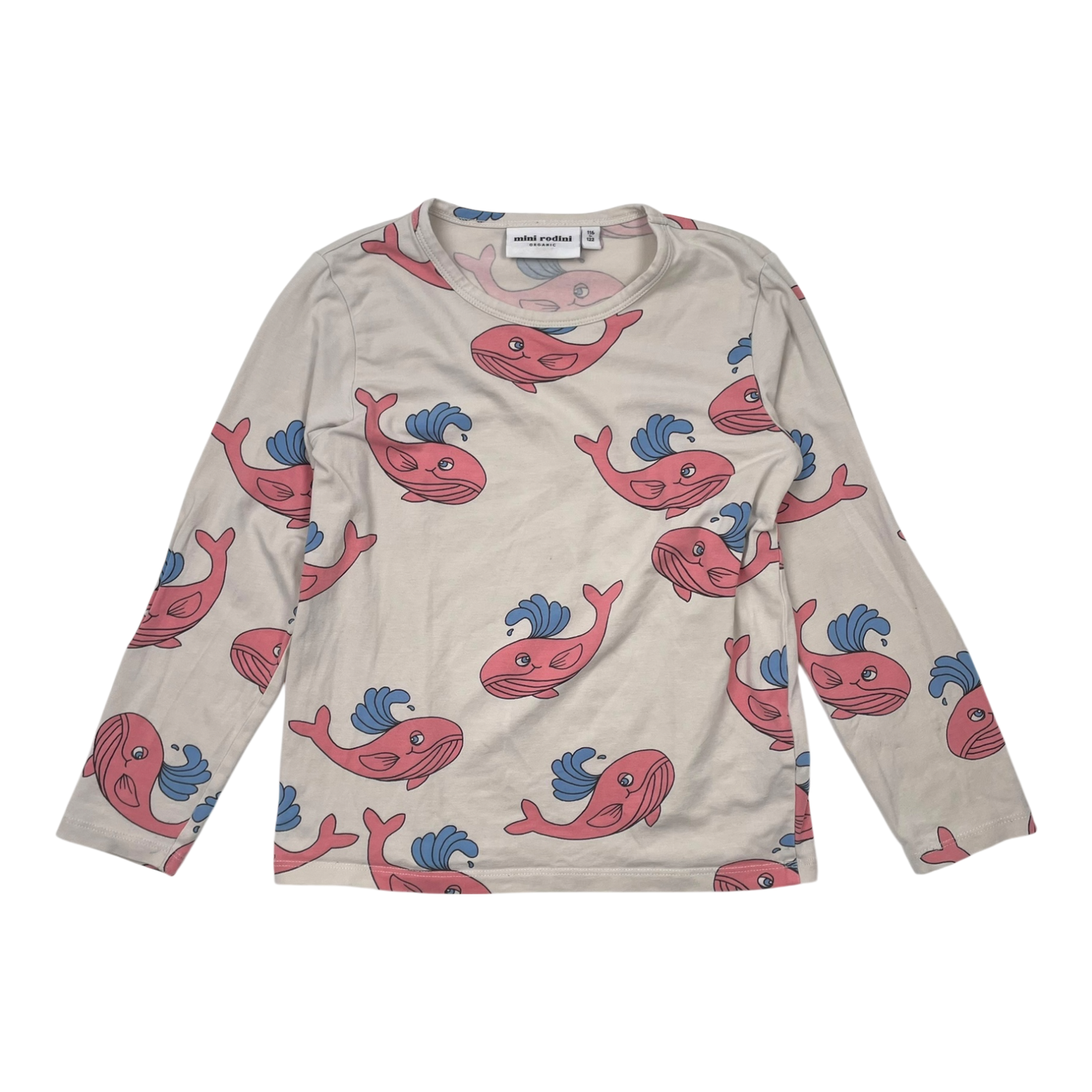 Mini Rodini shirt, pink whale | 116/122cm