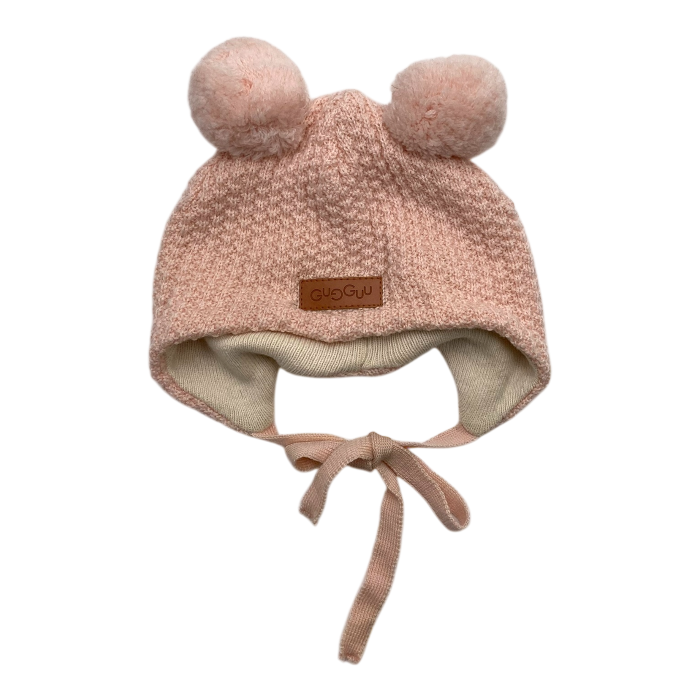 Gugguu merino beanie with 2 poms, pink | 45/46cm