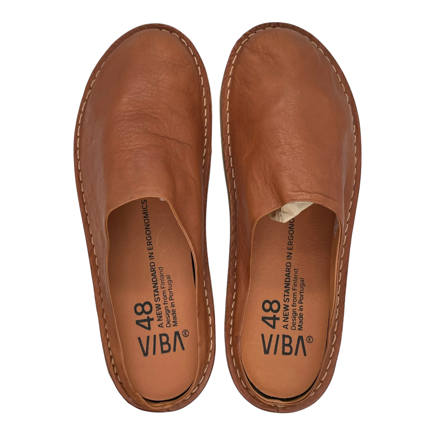 VIBAe Roma leather slippers, cognac brown | 48