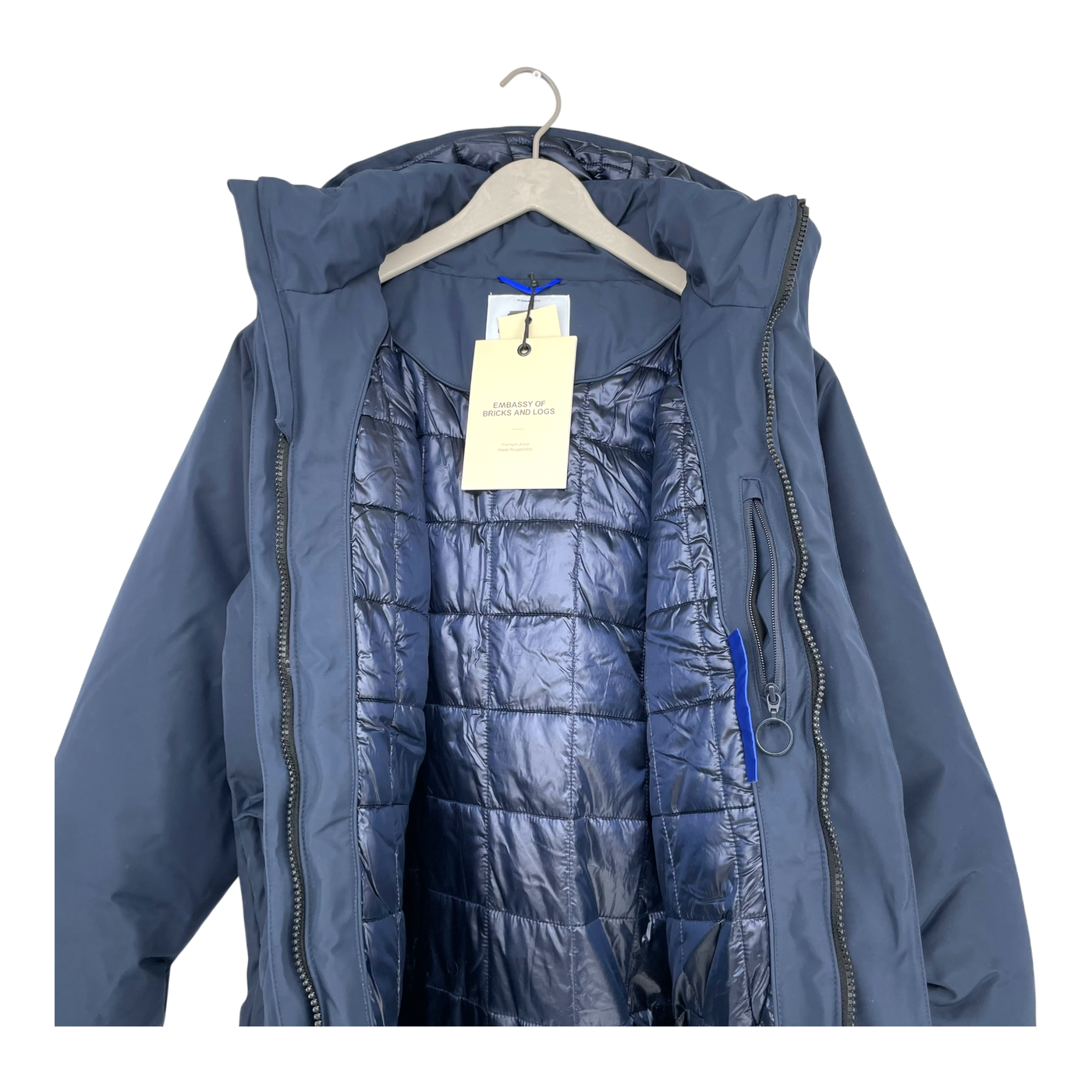Embassy of Bricks and Logs haddock parka jacket, dark navy | unisex L