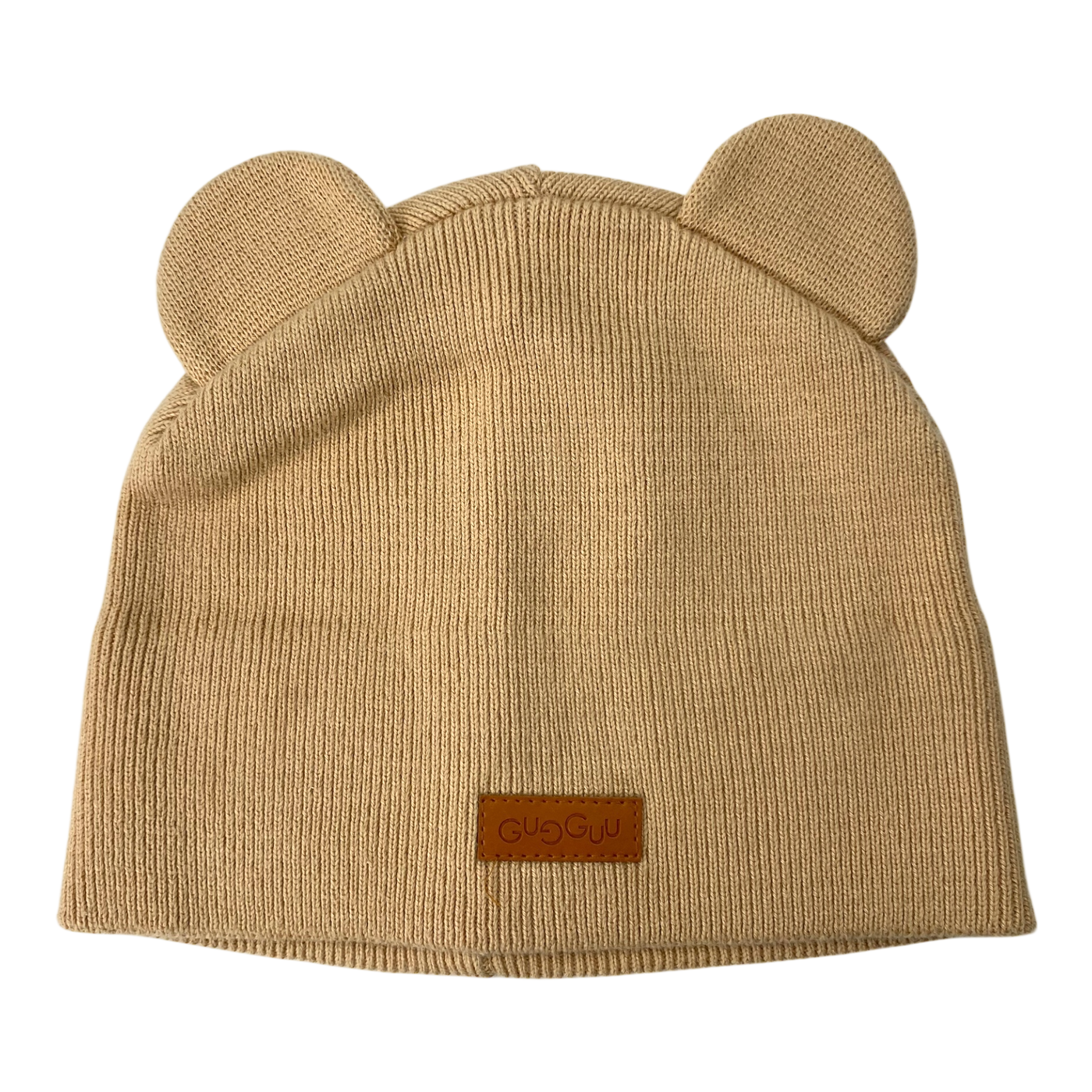 Gugguu cotton knitted beanie with ears, wheat | 53cm
