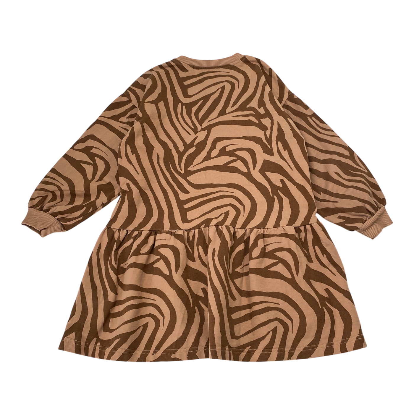 Kaiko frill sweater dress, zebra oak | 116/122cm