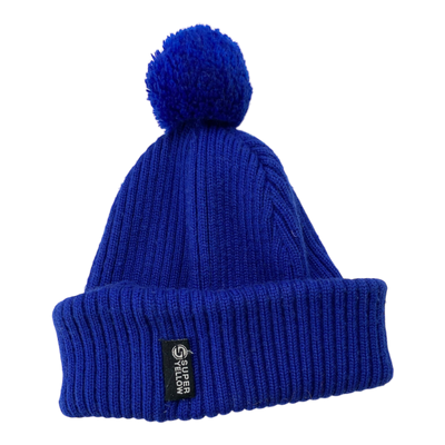 Superyellow junior pom merino beanie, blue | 50-54cm
