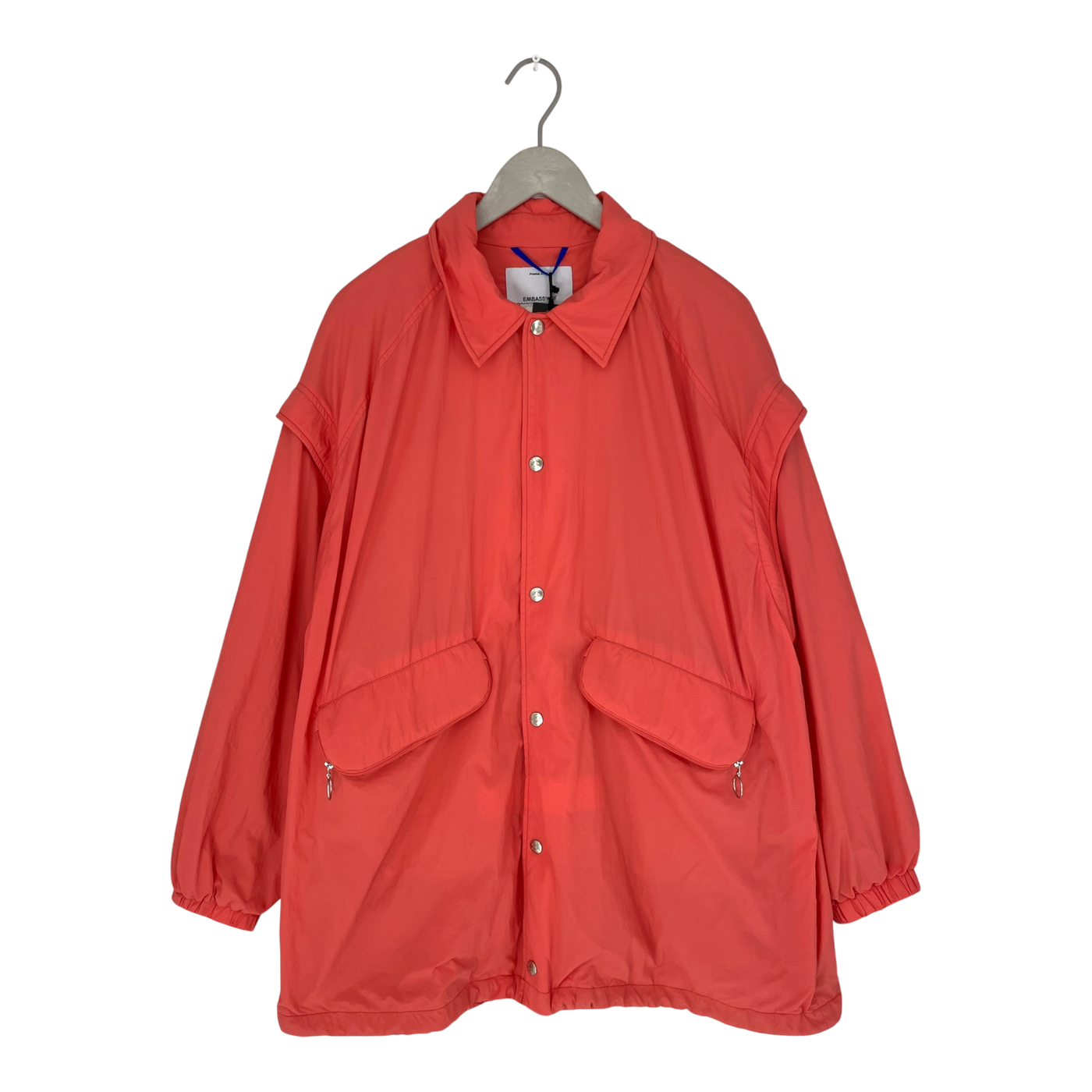 Embassy of Bricks and Logs nin coach jacket, coral | unisex S