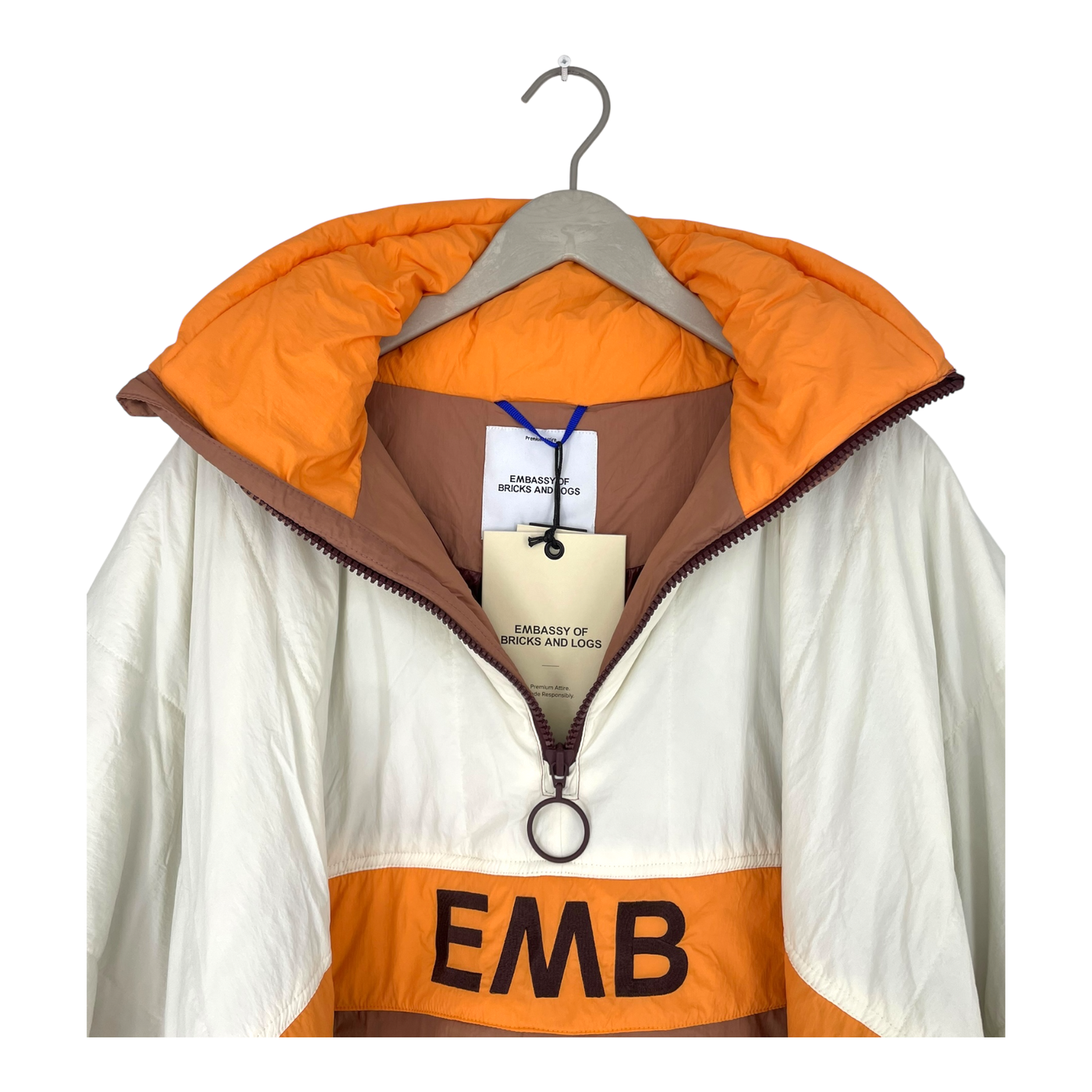 Embassy of Bricks and Logs anvil peak poncho, mauve/white | unisex L