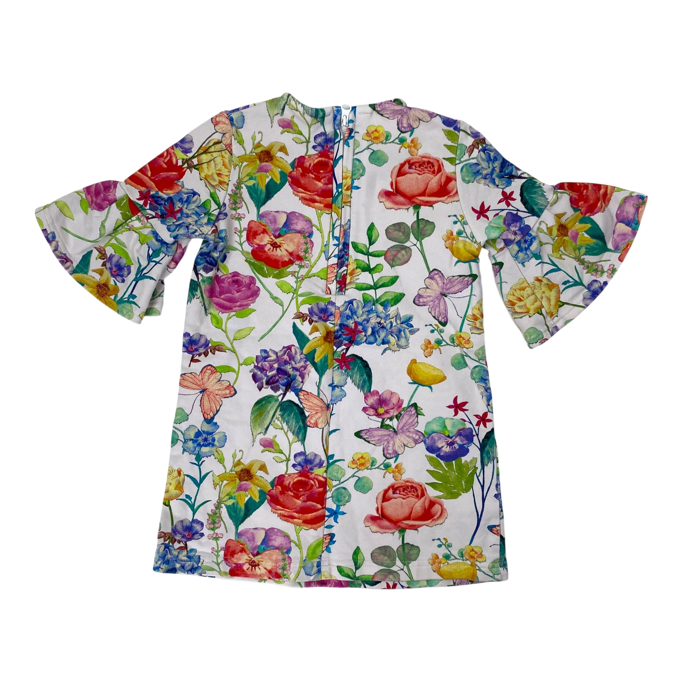 Metsola frill sleeve dress, flowers | 98/104cm